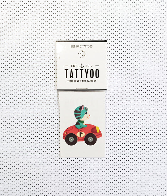 Set de 2 tatouages éphémères Chat en voiture