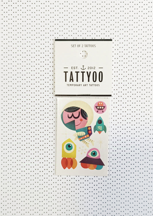 Set de 2 tatouages éphémères Astronaute