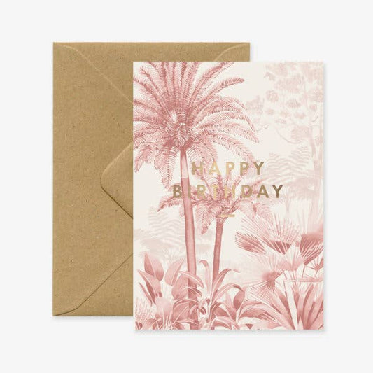 Carte anniversaire "Forêt Rose"