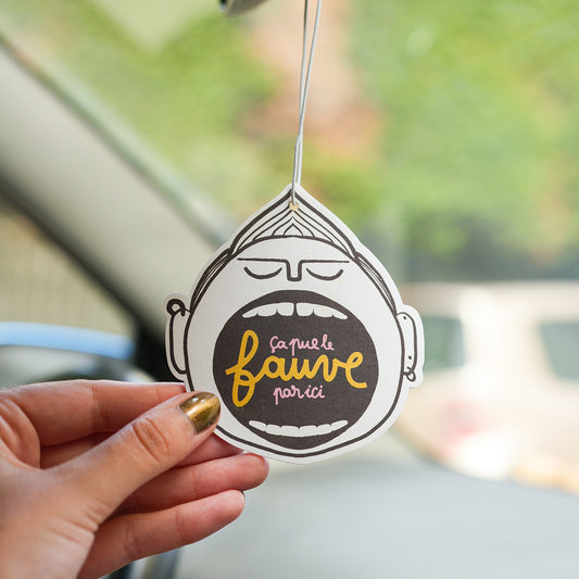 Désodorisant fun pour voiture "ça pue le fauve par ici"