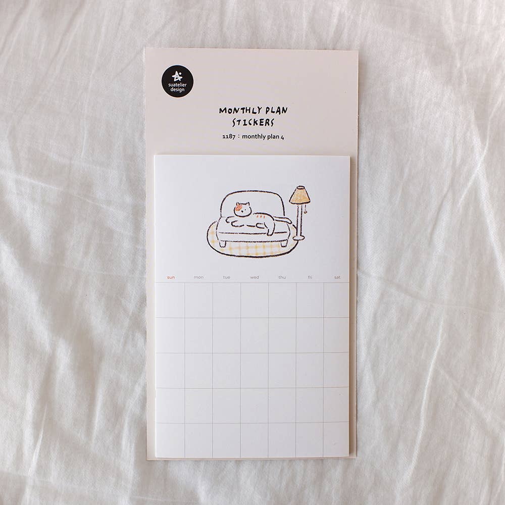 Calendrier autocollant mensuel motif chat