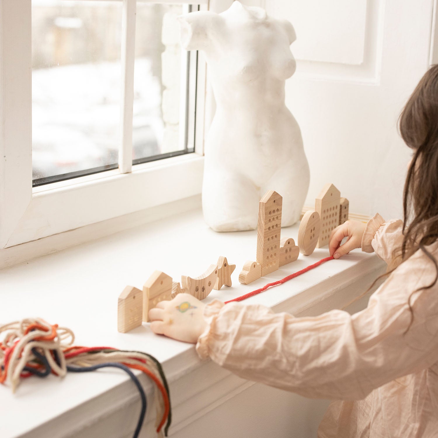 Ensemble de jouets à lacer en bois