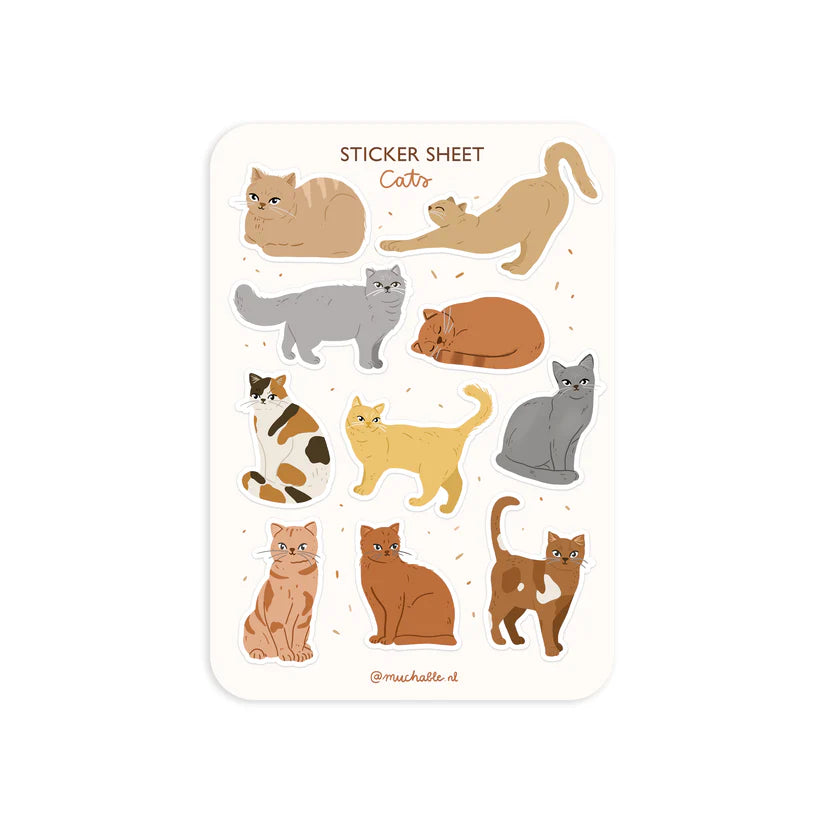 Feuille d'autocollants A6 - Chats