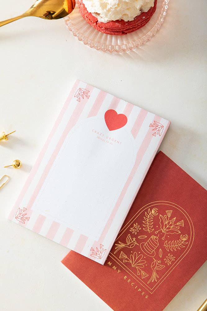 Bloc-notes à rayures roses