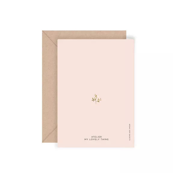 Carte double "Thank You Rose Fleurs" avec enveloppe