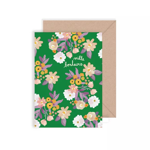 Carte double Mille Bonheurs avec enveloppe