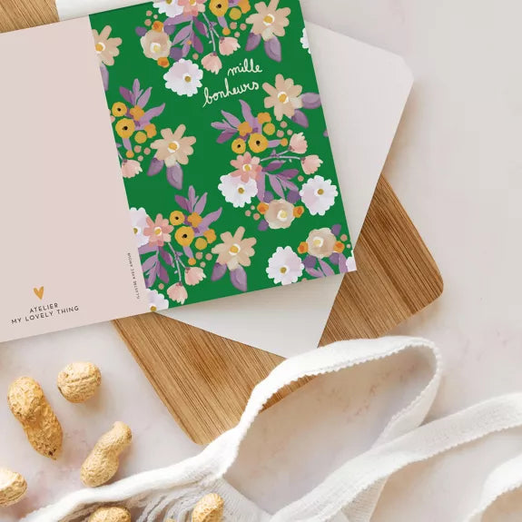 Carte double Mille Bonheurs avec enveloppe