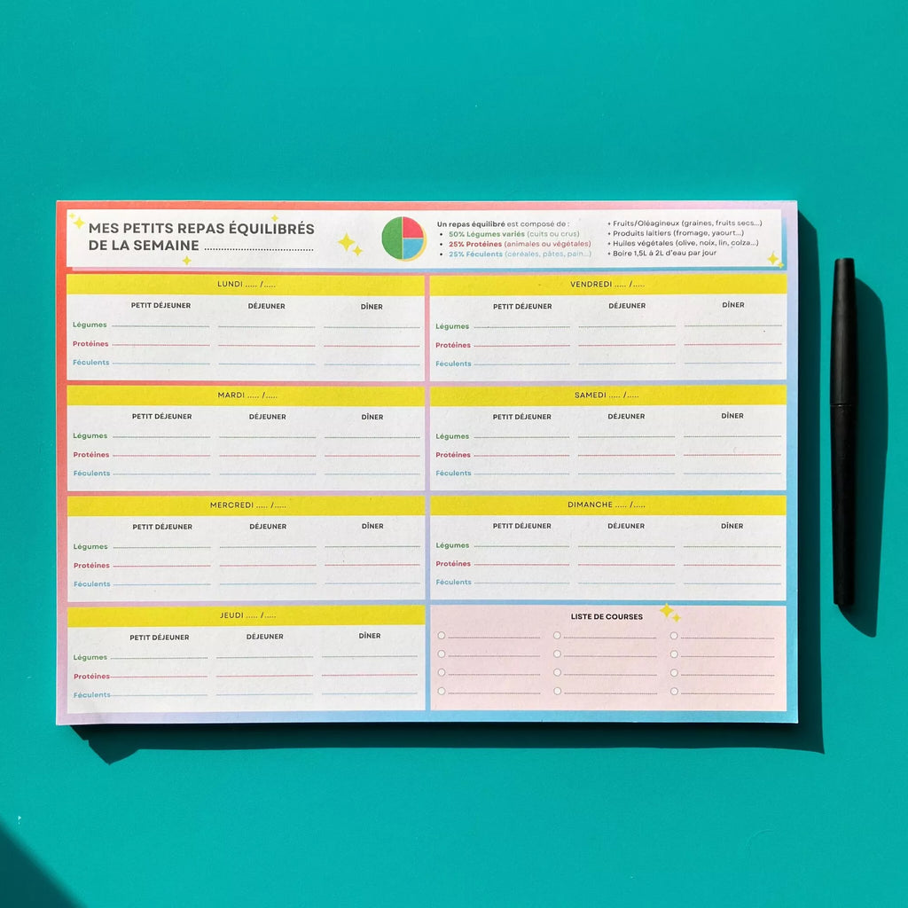 Planificateur de Repas A4 – Simplifie la préparation de tes repas