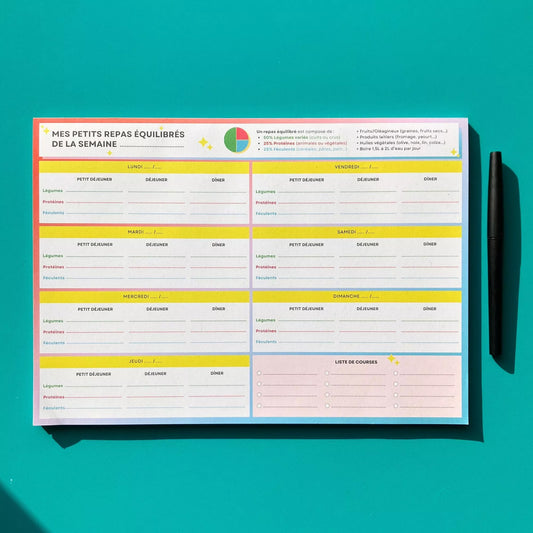 Planificateur de Repas A4 – Simplifie la préparation de tes repas