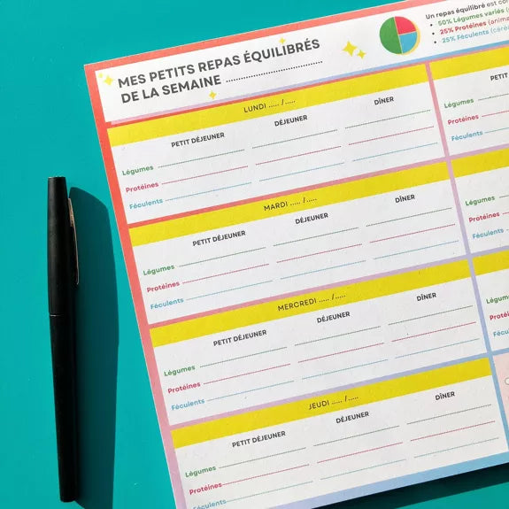 Planificateur de Repas A4 – Simplifie la préparation de tes repas