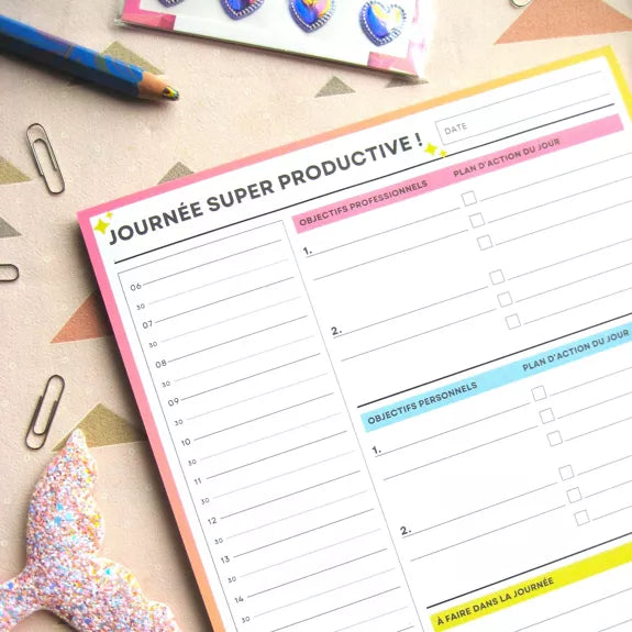 Planificateur Quotidien A4 – Organise ta journée et atteins tes objectifs