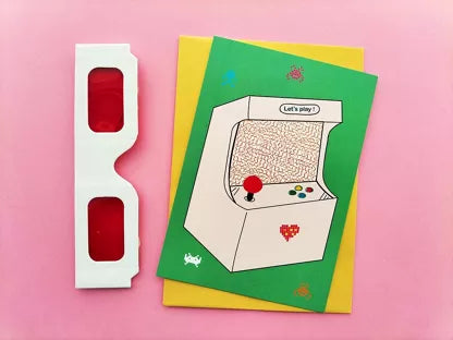 Carte jeu anniversaire - Borne arcade message secret