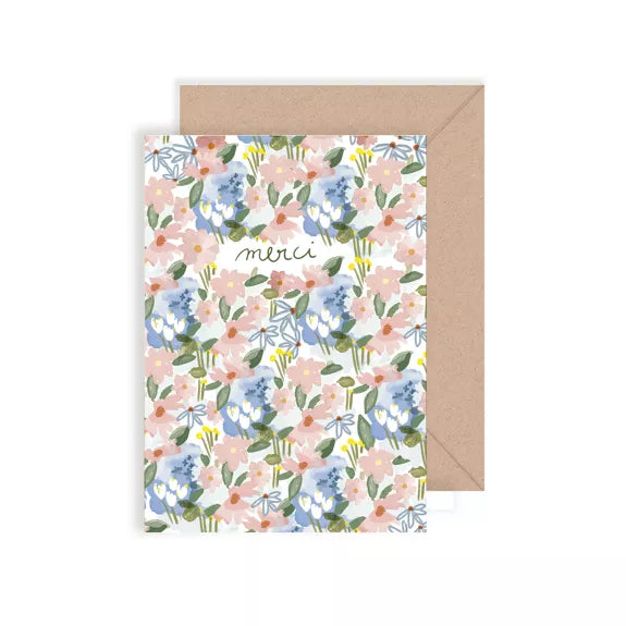 Carte double "Merci - Parenthèse Florale" avec enveloppe