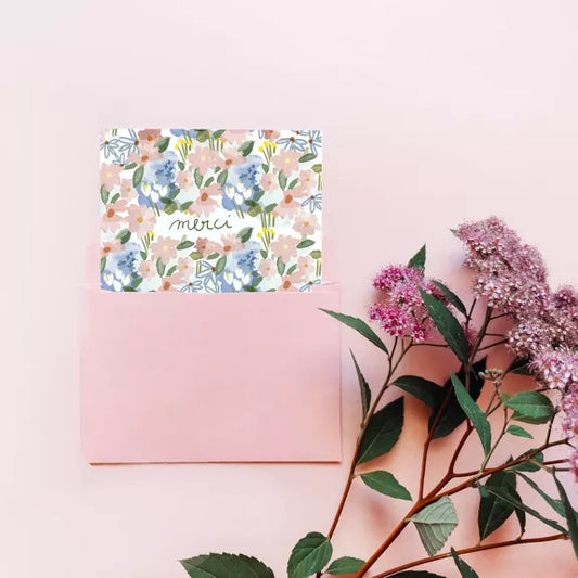 Carte double "Merci - Parenthèse Florale" avec enveloppe