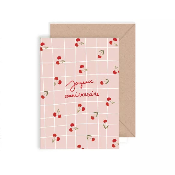 Carte double Joyeux Anniversaire - Belle de mai avec enveloppe