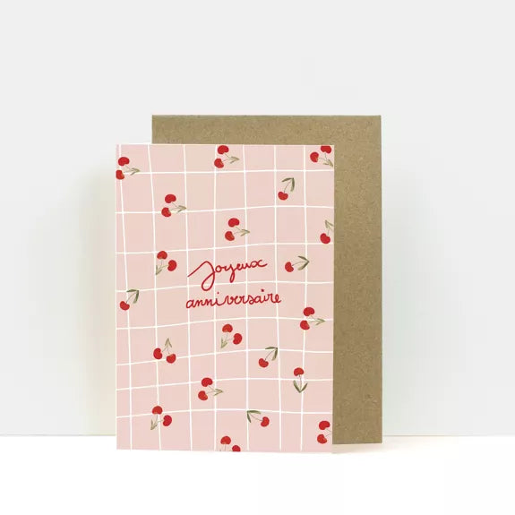 Carte double Joyeux Anniversaire - Belle de mai avec enveloppe