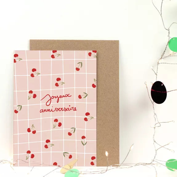 Carte double Joyeux Anniversaire - Belle de mai avec enveloppe