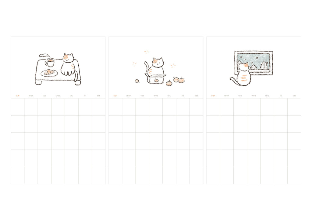 Calendrier autocollant mensuel motif chat