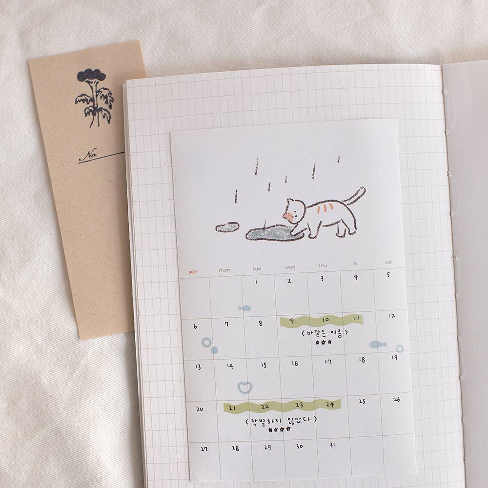 Calendrier autocollant mensuel motif chat