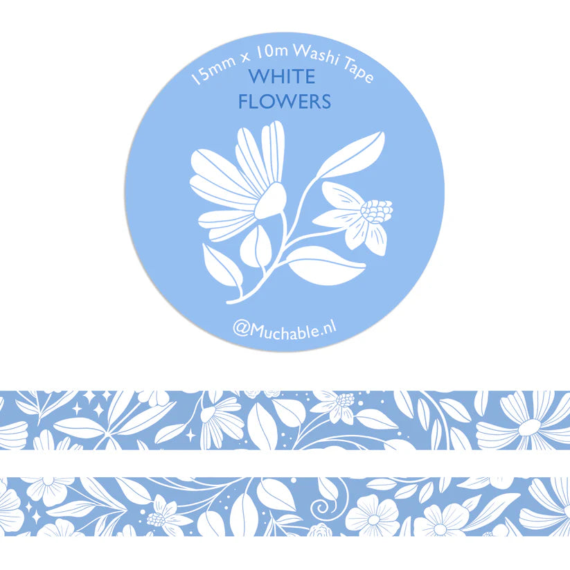 Washi Tape - White flowers