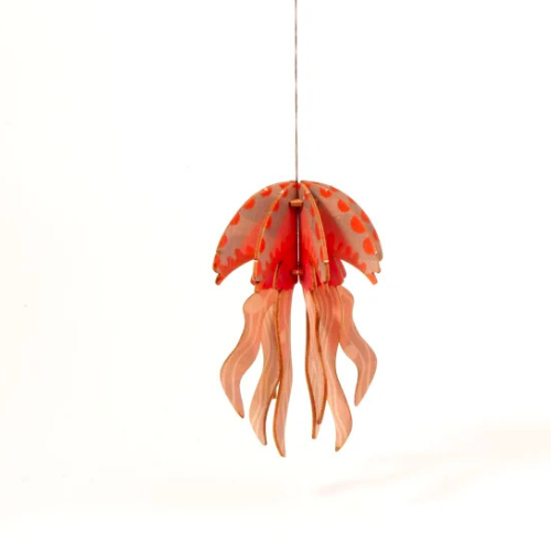 Carte postale méduse rouge 3D à monter