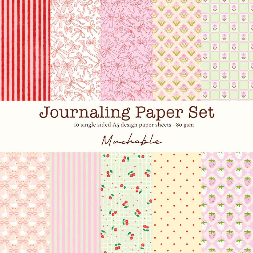 Set de 10 feuilles A5 journaling - Romantique
