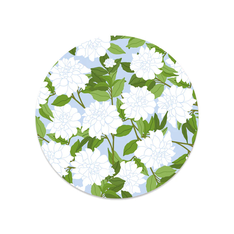 Sticker rond - Fleurs blanches