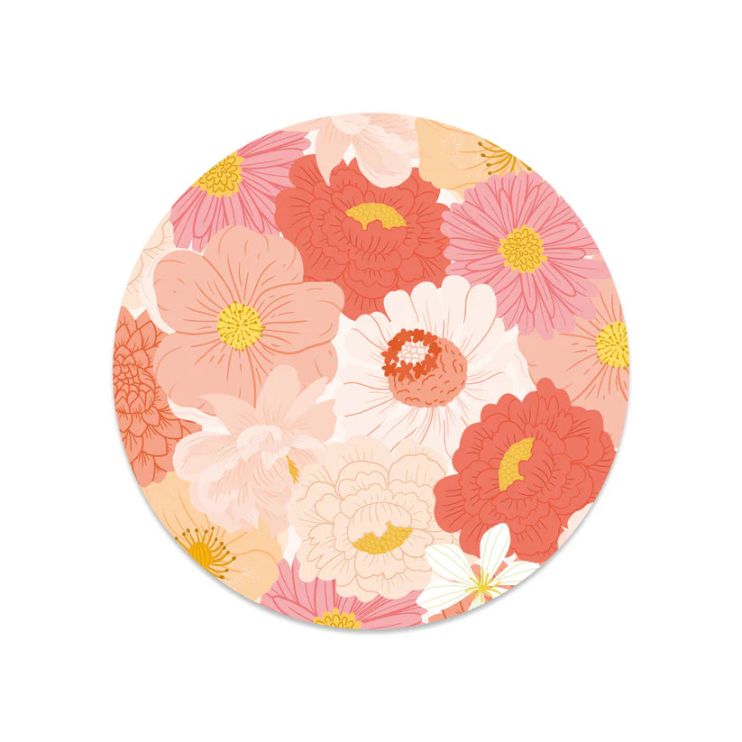 Sticker rond - Fleurs roses