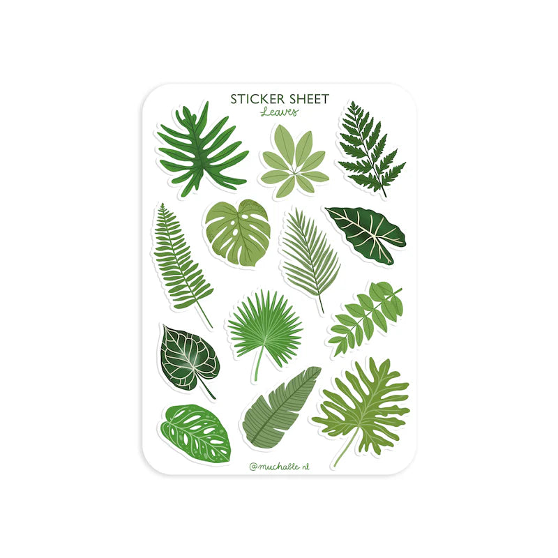 Feuille d'autocollants A6 - Feuilles vertes