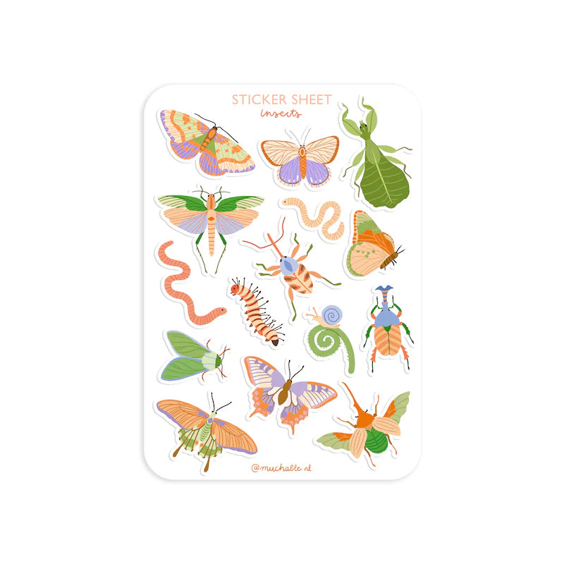 Feuille d'autocollants A6 - Les insectes