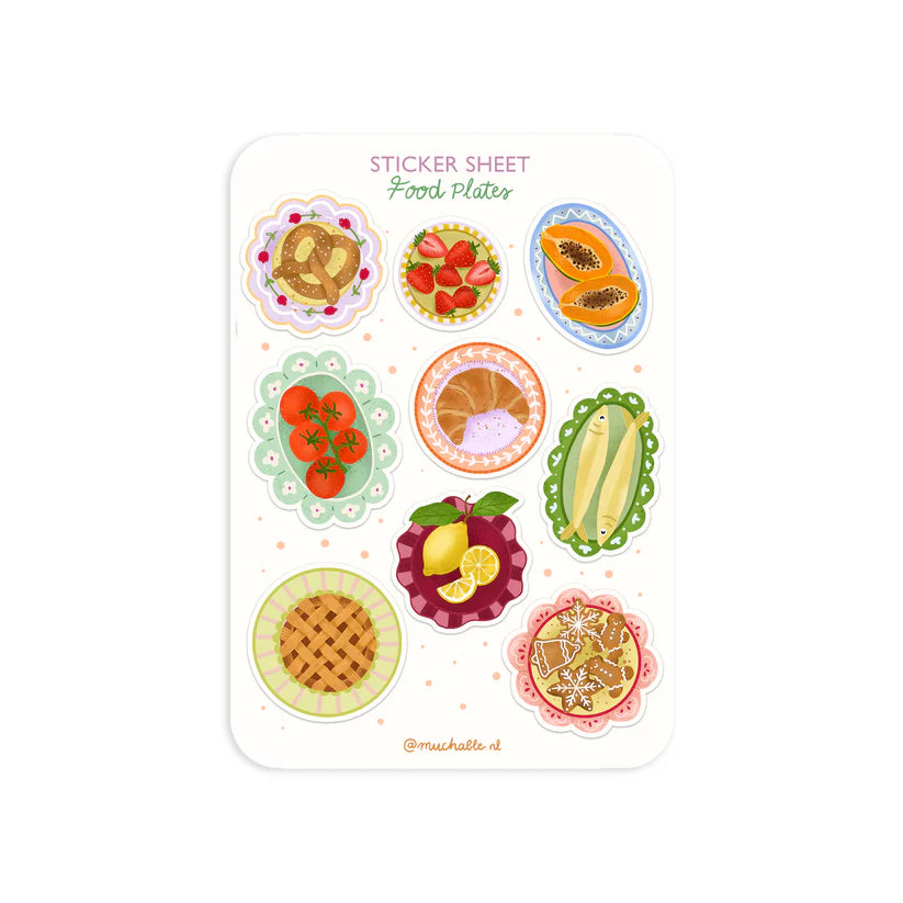 Feuille d'autocollants A6 - Food plates