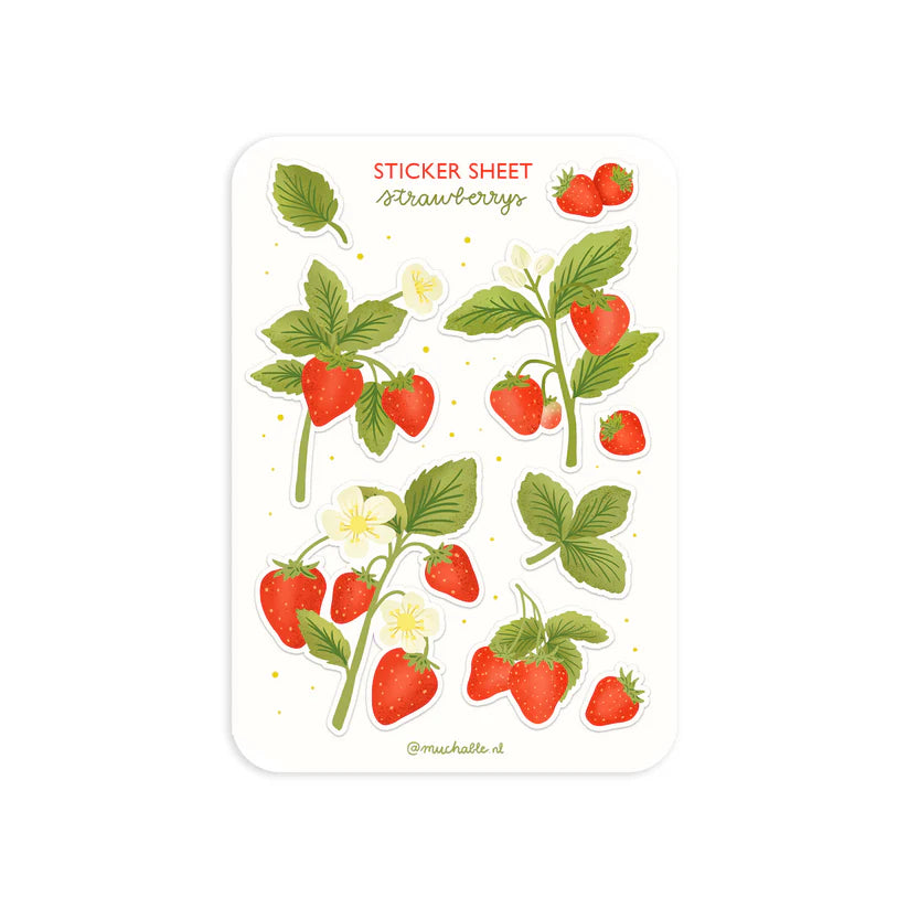 Feuille d'autocollants A6 - Fraises