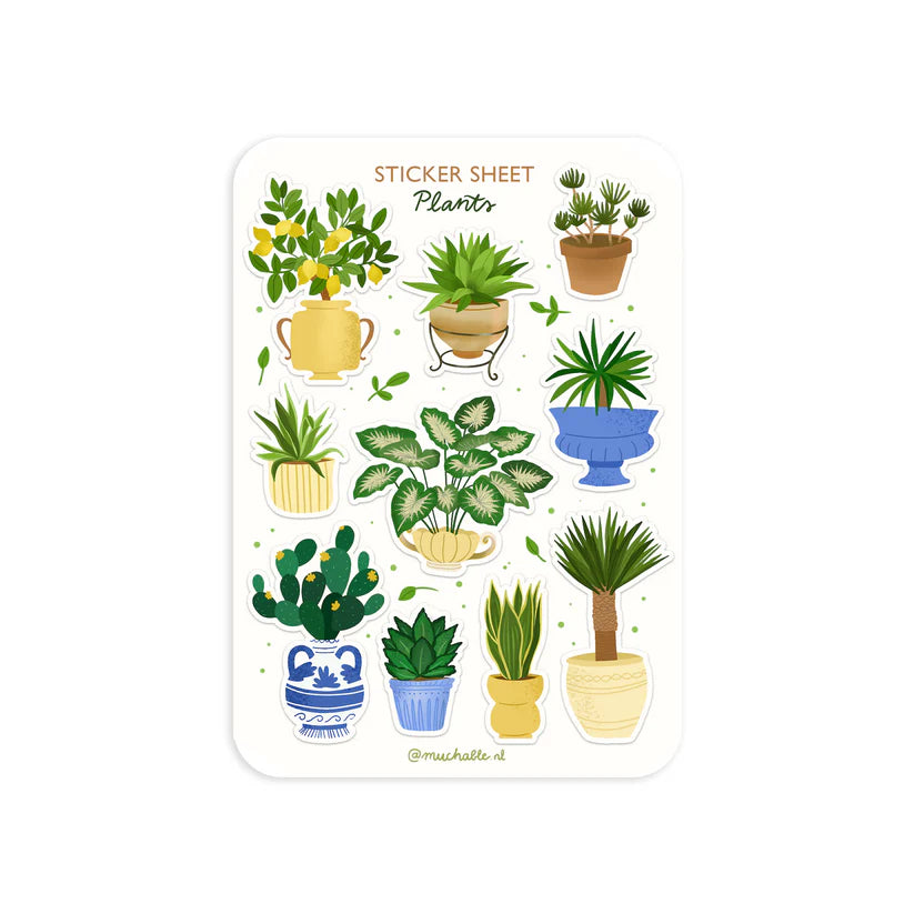 Feuille d'autocollants A6 - Plantes en pot