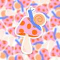Sticker vinyle - champignon et son escargot