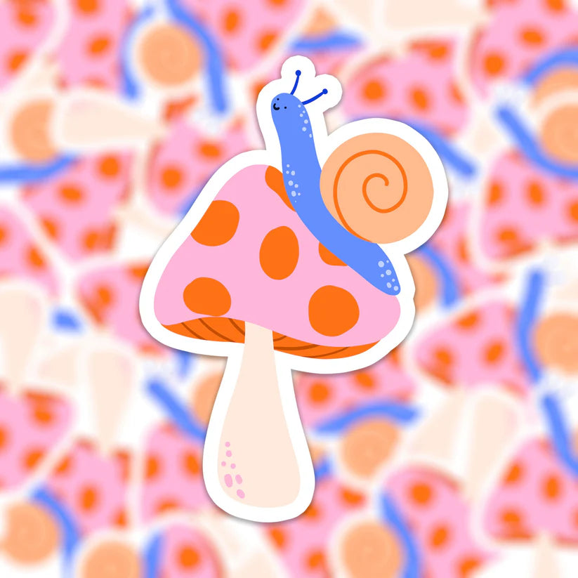 Sticker vinyle - champignon et son escargot