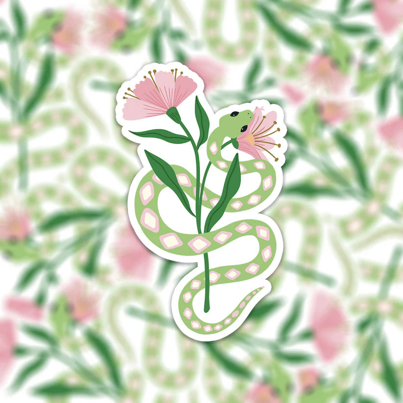Sticker vinyle - serpent avec fleurs