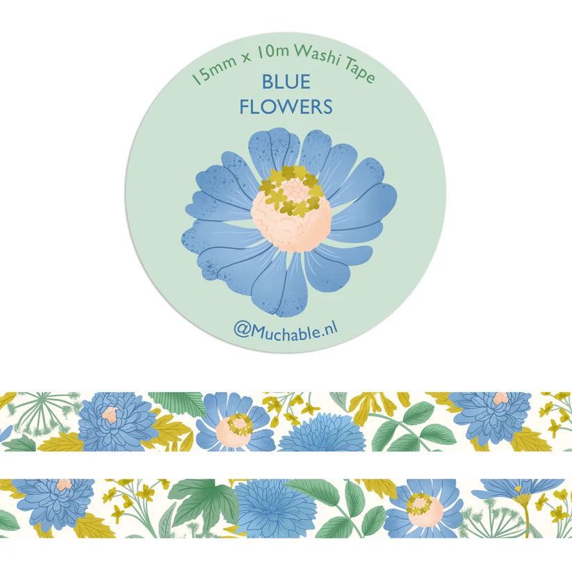 Washi Tape - Fleurs bleues