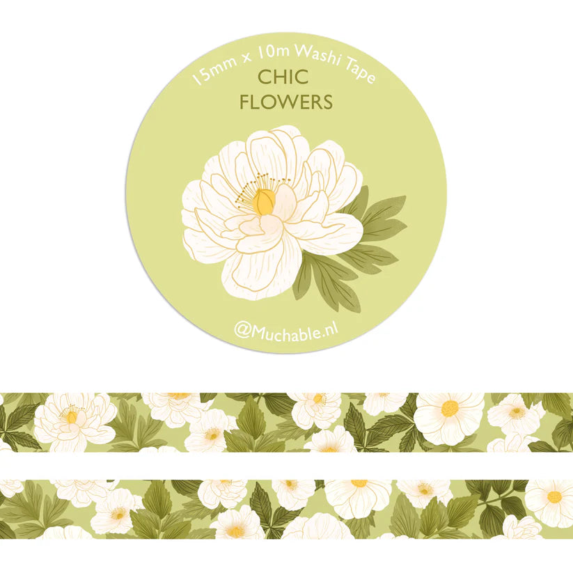 Washi Tape - Fleurs blanches