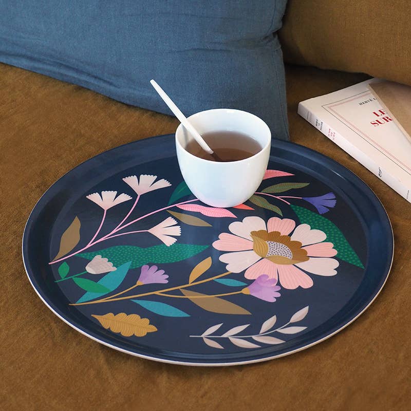 Plateau rond en bouleau motif mignonne