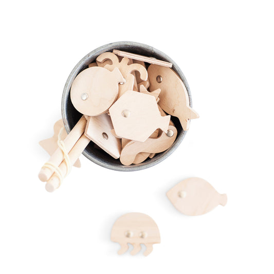 Jeu de pêche à la ligne formes géométriques en bois