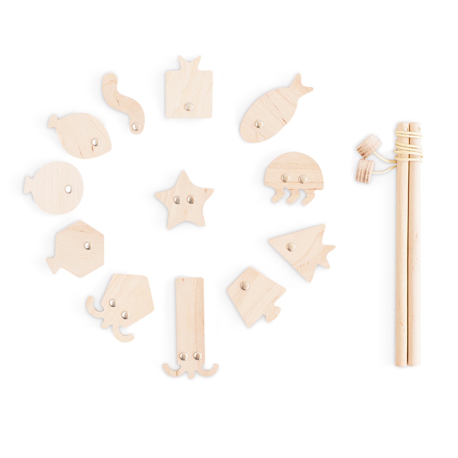 Jeu de pêche à la ligne formes géométriques en bois