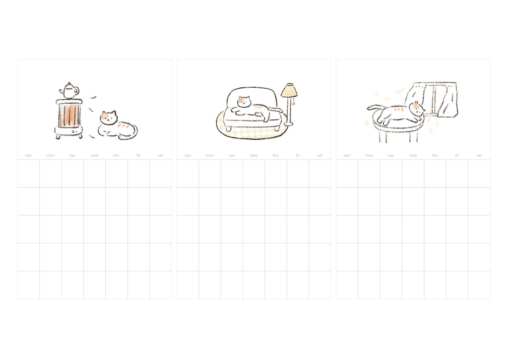 Calendrier autocollant mensuel motif chat