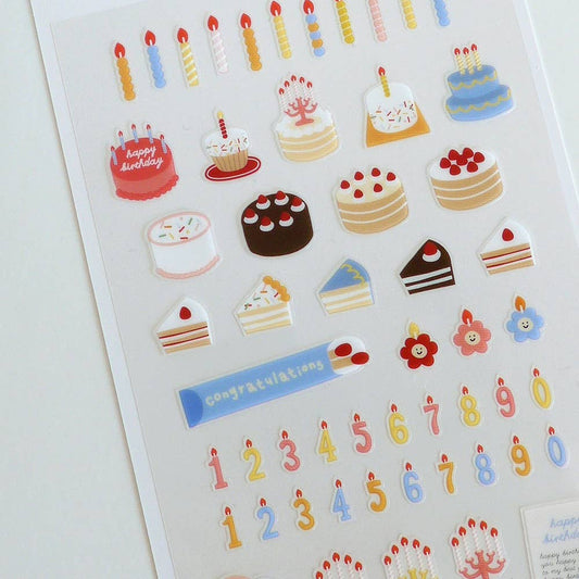 Planche stickers "Le gâteau est là !"