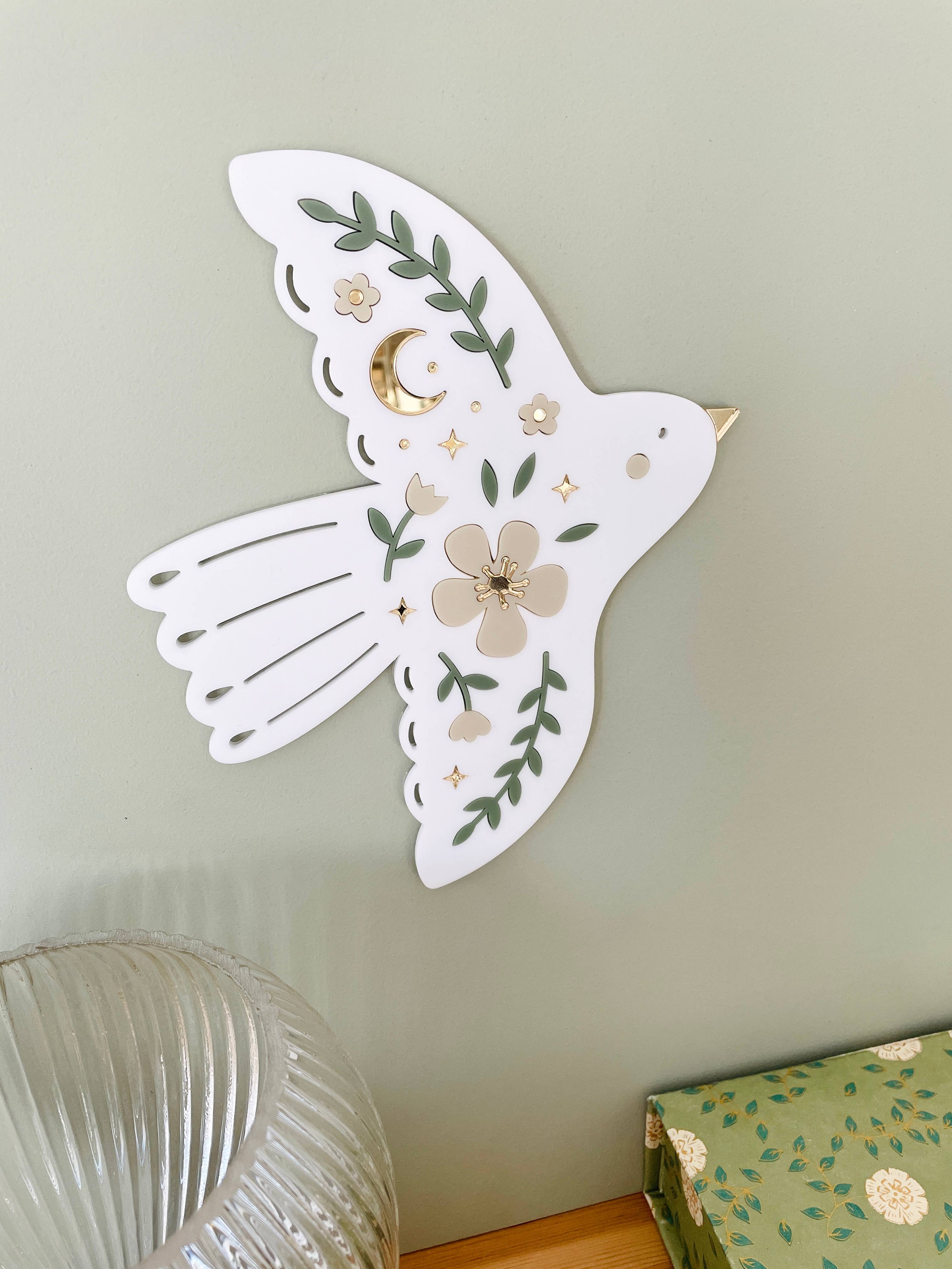 Bijou de mur Colombe en fleurs