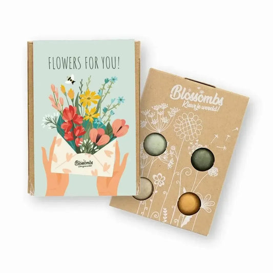 Coffret cadeau mini 4 bombes de fleurs colorées Flowers for you