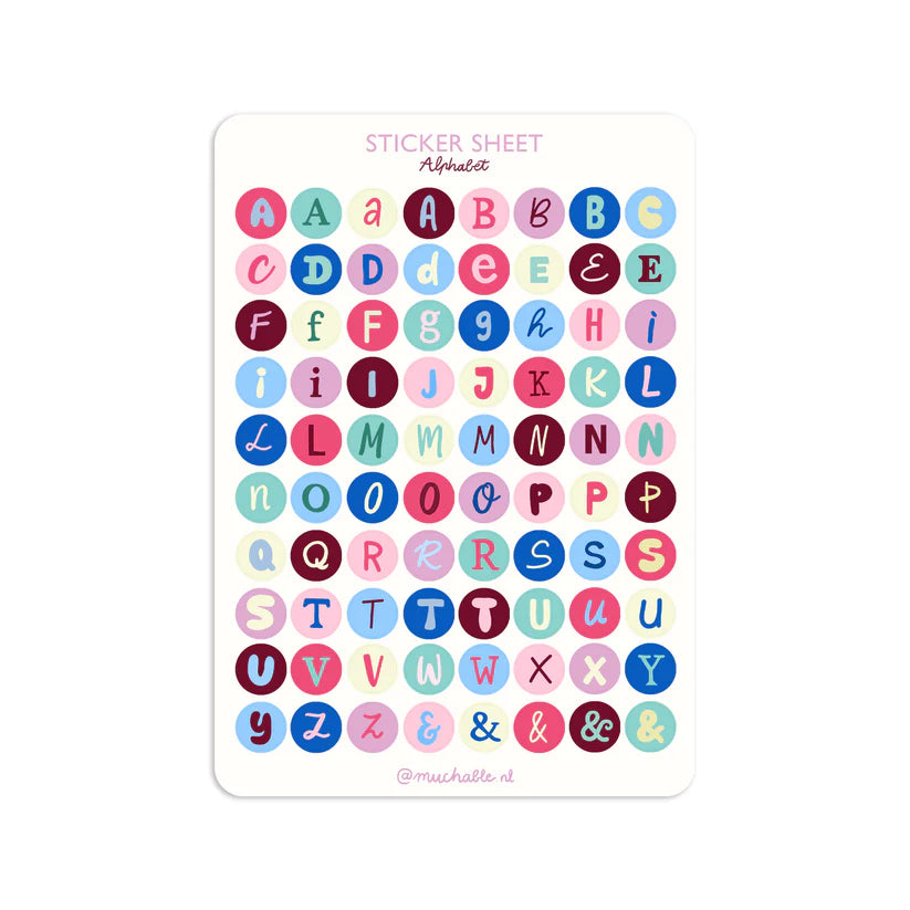Feuille d'autocollants A5 lettres rondes