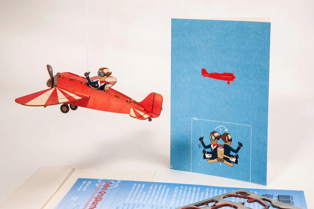 Carte postale 3D à monter - Avion rouge