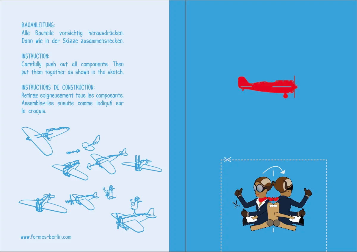 Carte postale avion rouge 3D à monter