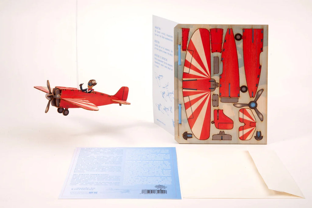 Carte postale 3D à monter - Avion rouge