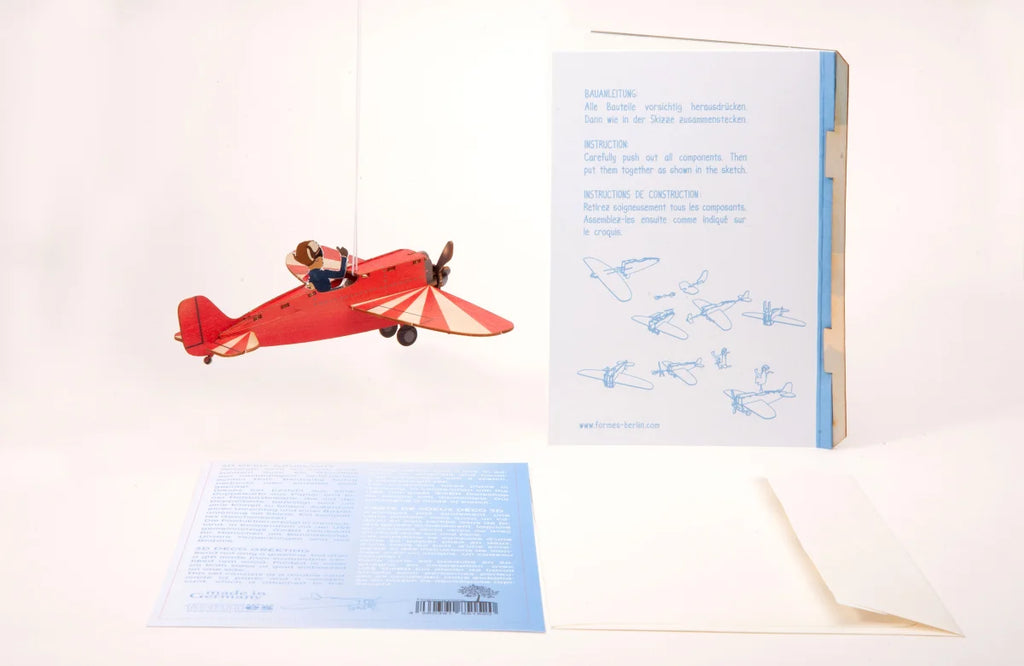 Carte postale 3D à monter - Avion rouge